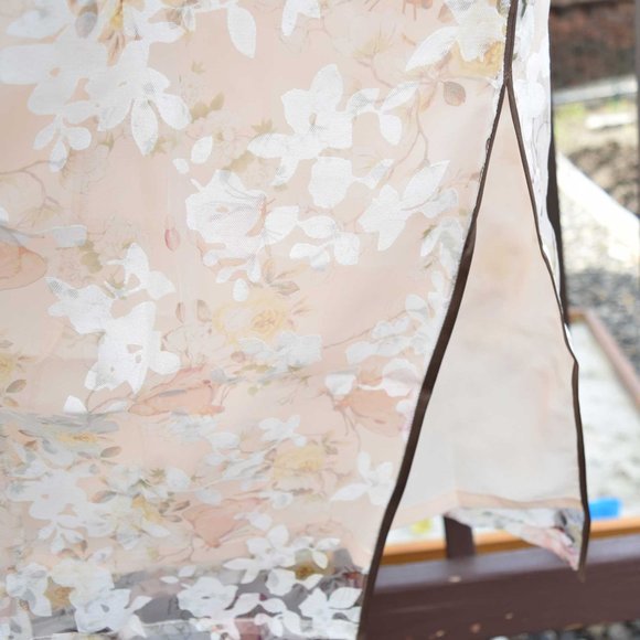 【SOLD】 Beige Chiffon Flora Qipao Long Dress - Chinese Traditional Cheongsam - Picture 5 of 6